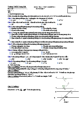 Đề kiểm tra 1 tiết Chương 1 môn Hình học Lớp 7 - Đề 1 - Trường THCS Trung Giã